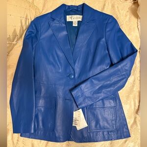 Doncaster Tanner Blue Leather Jacket Blazer Sz 6 NWT